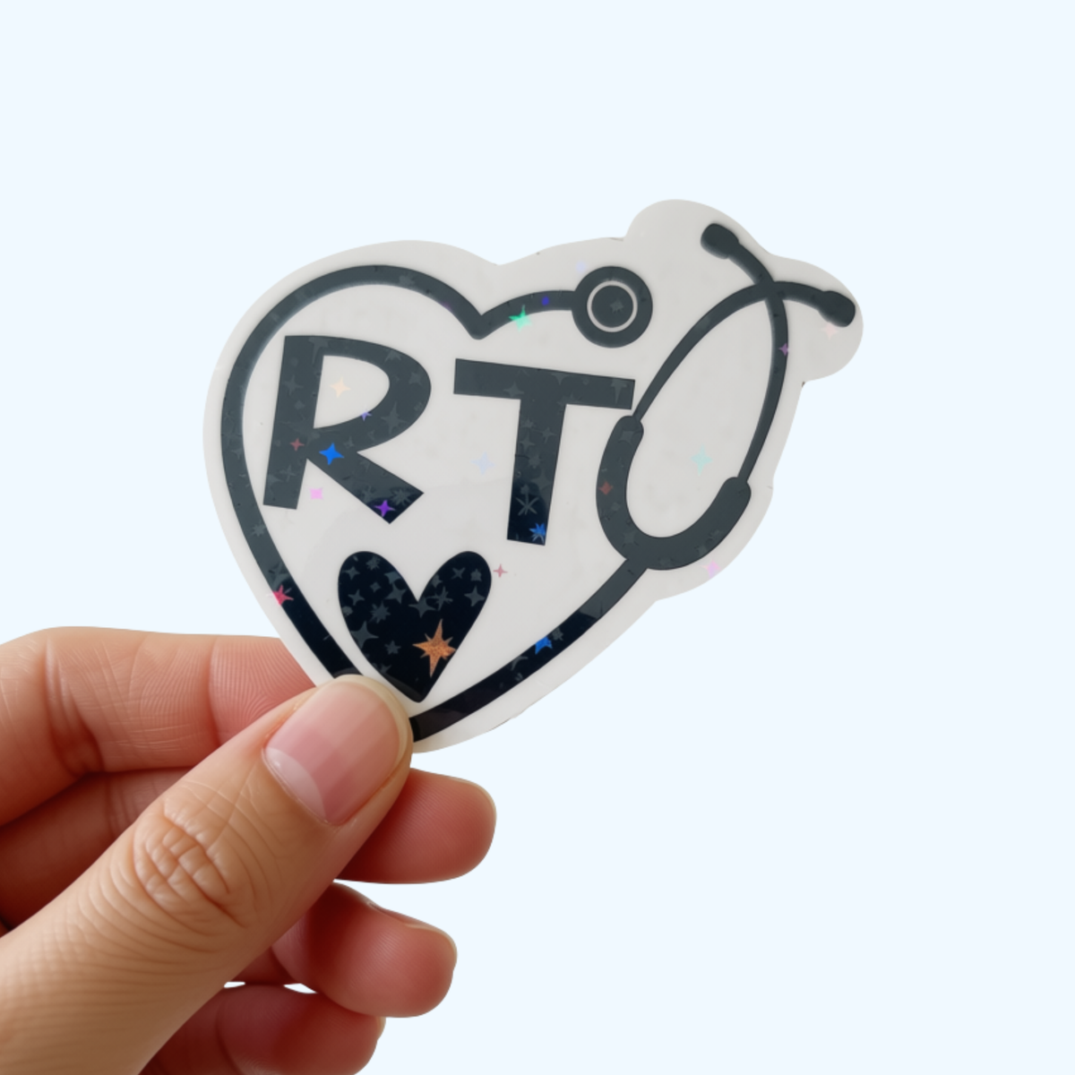 Respiratory Therapist Sticker – Heart Stethoscope Holographic Medical Sticker