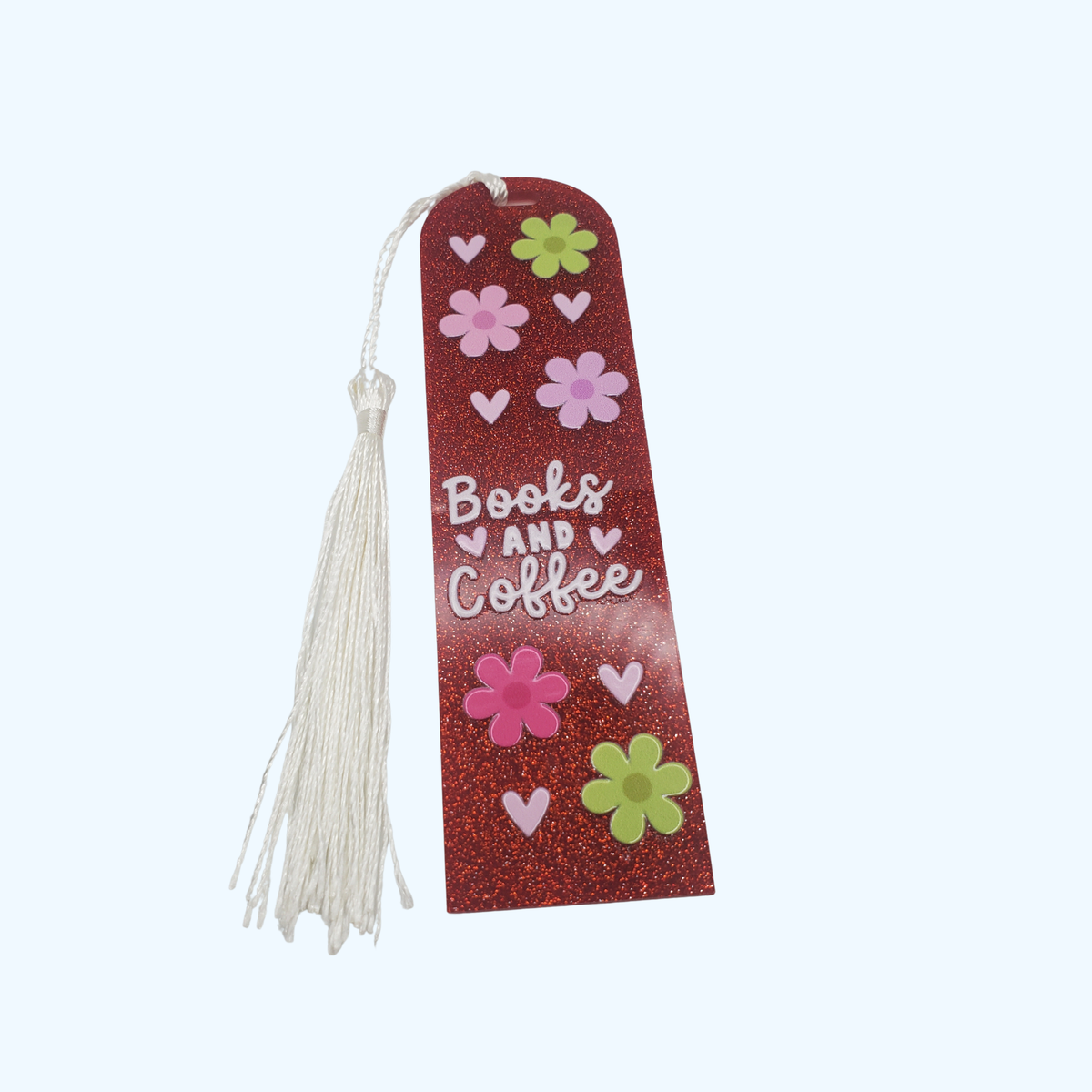 Custom Glitter Acrylic Bookmark – 4.72" x 1.3" | Books and Coffee