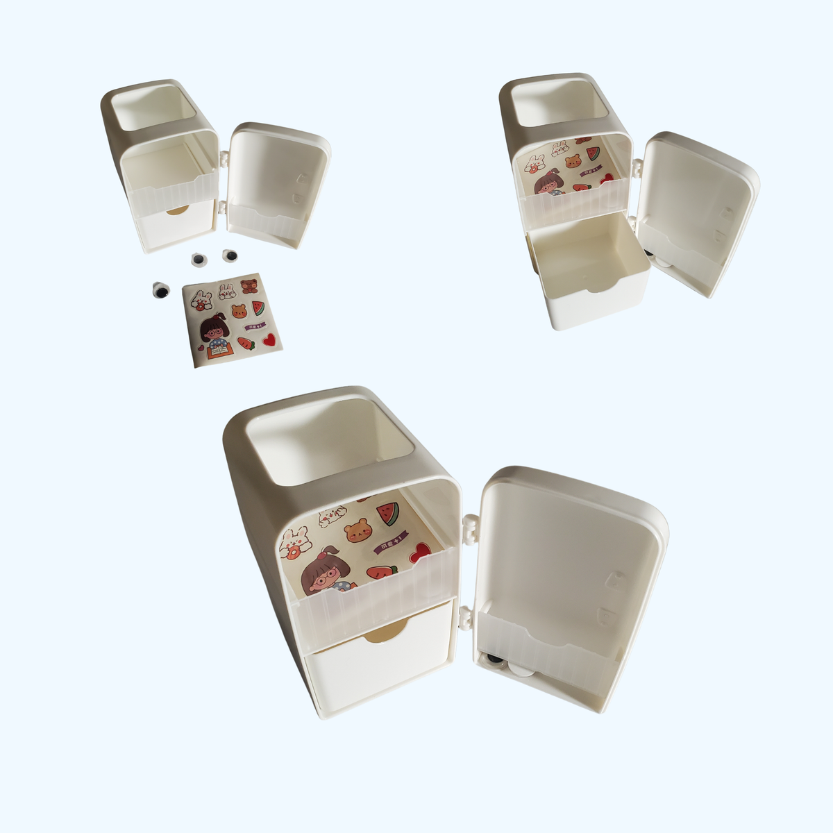 Mini Refrigerator Pen Holder Desk Organizer | Cute Office Supply Storage for Pens, Scissors & Accessories