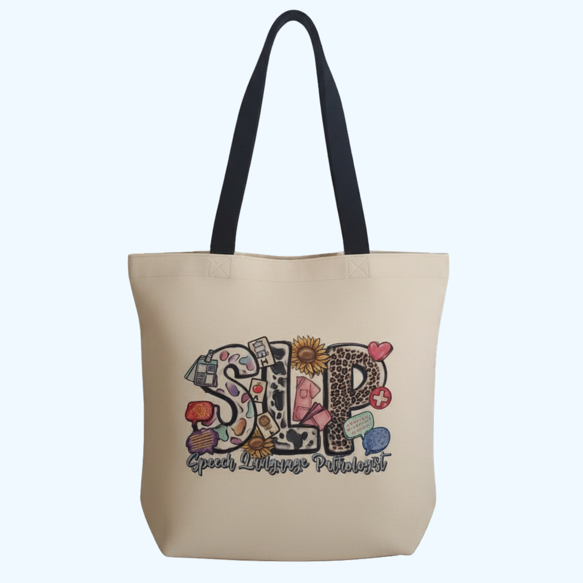 SLP Tote Bag | Speech Language Pathologist Gift | 13.5" x 14" 100% Polyester Tote Bag