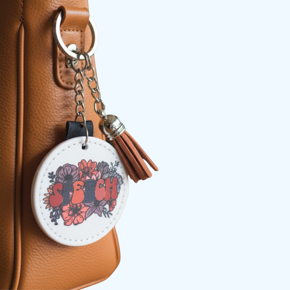 Speech Therapist PU Leather Keychain – Appreciation Gift for Speech Language Pathologist, Thank You Gift, Graduation & Therapist Gift