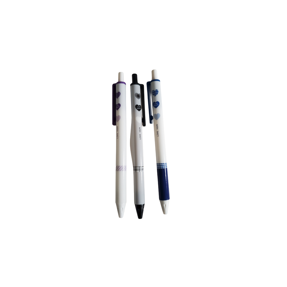 Set of 3 Heart Pattern Ballpoint Pens – Cute Black Ink Ballpoint Pens for School, Office & Gifts