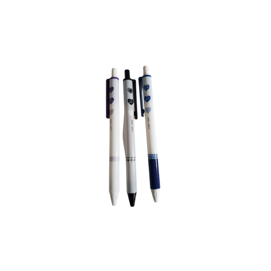 Set of 3 Heart Pattern Ballpoint Pens – Cute Black Ink Ballpoint Pens for School, Office & Gifts