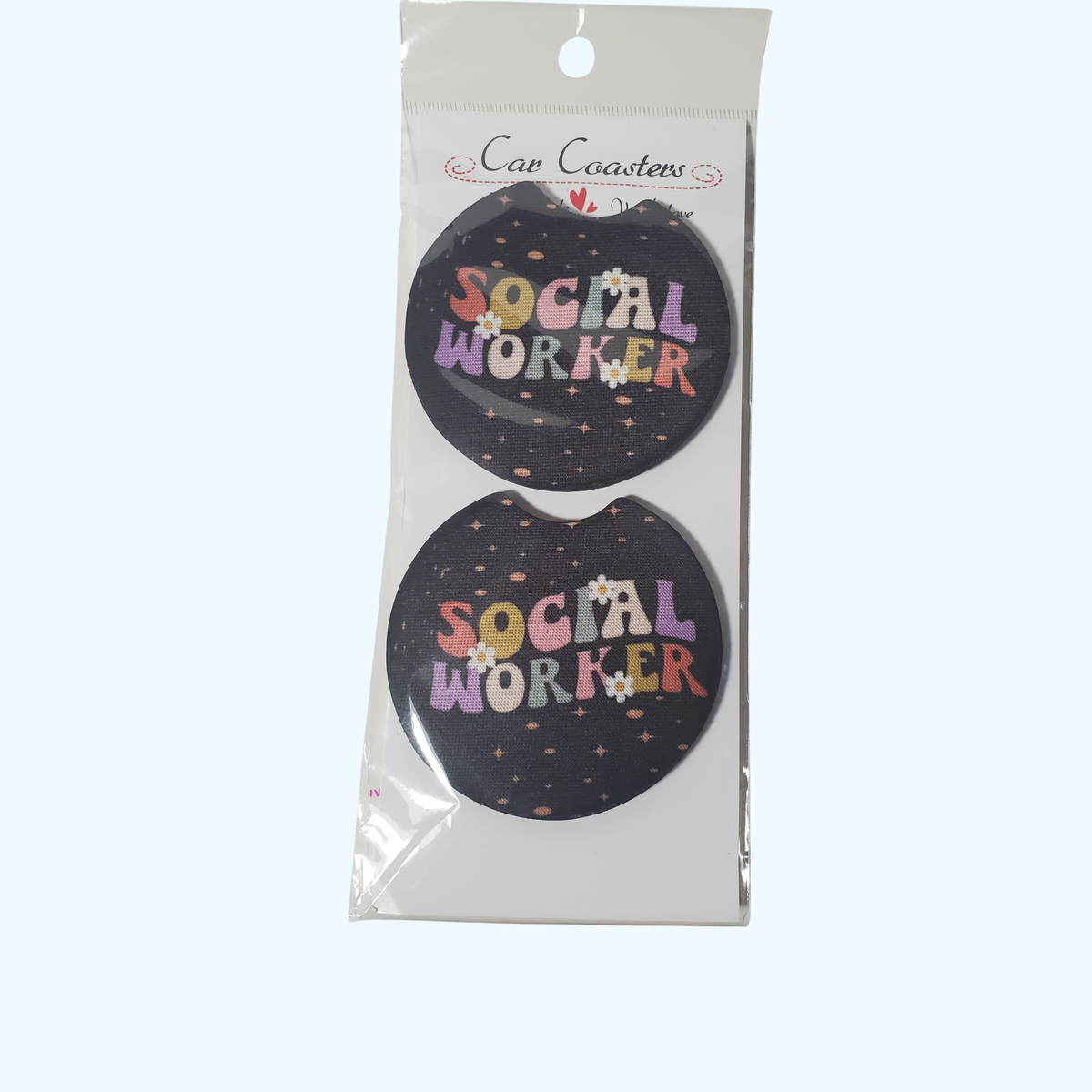 Social Worker Car Coaster – 2.75" Neoprene Absorbent Cup Holder Coaster – Inspirational Gift for Social Workers