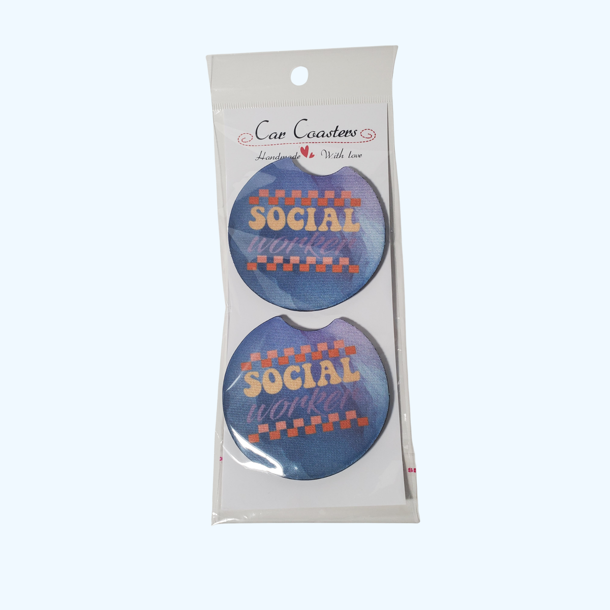 Social Worker Car Coaster – 2.75" Neoprene Absorbent Cup Holder Coaster – Inspirational Gift for Social Workers