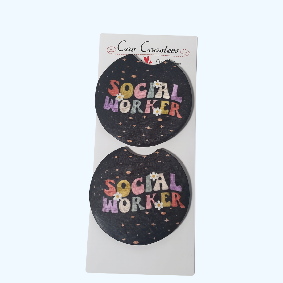 Social Worker Car Coaster – 2.75" Neoprene Absorbent Cup Holder Coaster – Inspirational Gift for Social Workers