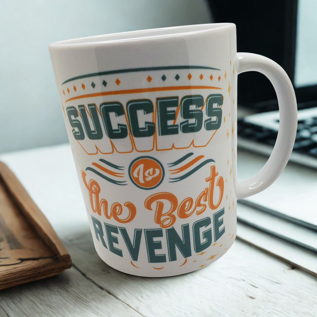 Success Is the Best Revenge Ceramic 15 oz Mug – Motivational Coffee & Teacup
