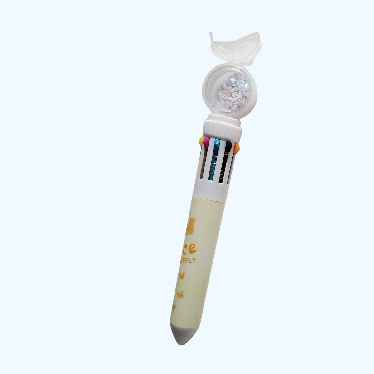 10 Inks Butterfly Pen – 10-Color Retractable Ballpoint Pen | Fun Multicolor Writing Pen for School, Office & Journaling