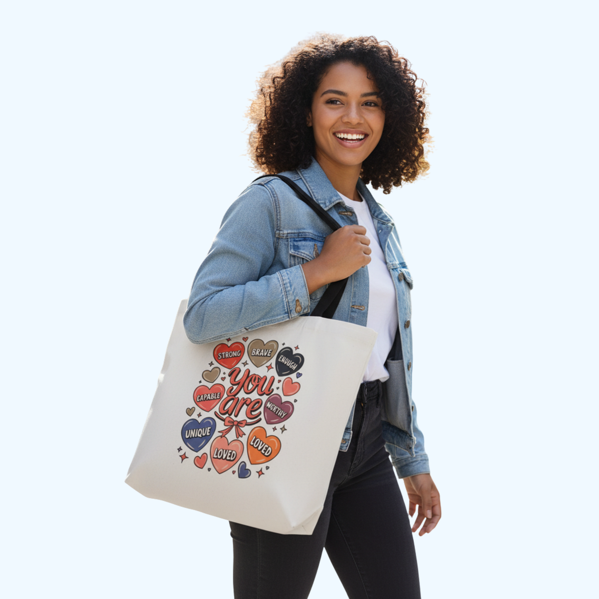 You Are Brave, Loved & Enough Tote Bag | 13.5" x 14" 100% Polyester Inspirational Tote