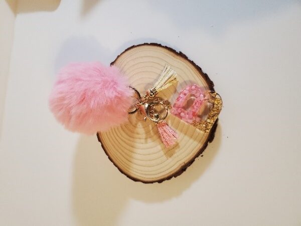 KEYCHAINS WITH POM POM, TASSELS AND LETTER INITIAL - Image 3