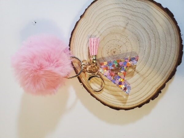 KEYCHAINS WITH POM POM, BUTTERFLY, TASSELS AND LETTER INITIAL - Image 3