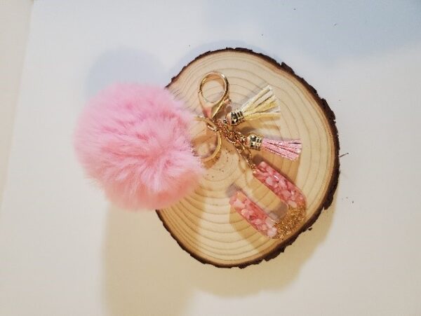 KEYCHAINS WITH POM POM, TASSELS AND LETTER INITIAL - Image 4