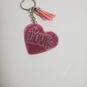 Pink Heart Shaped Acrylic Keychain