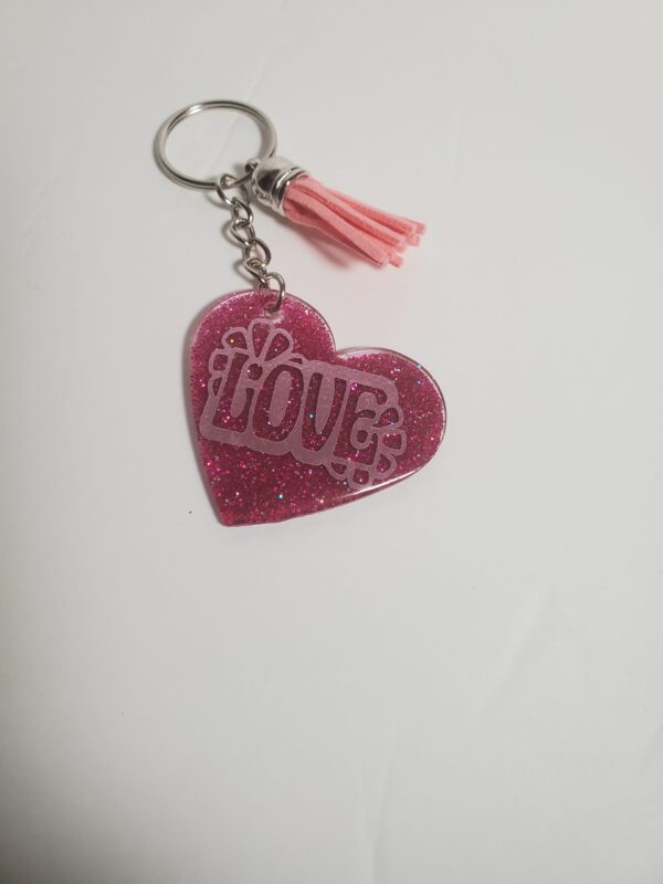 Pink Heart Shaped Acrylic Keychain