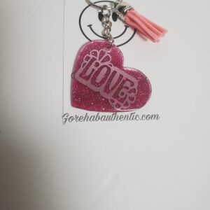 Pink Heart Shaped Acrylic Keychain