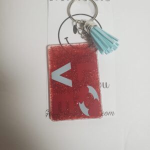 LOVE Acrylic Keychain with Blue Tassel
