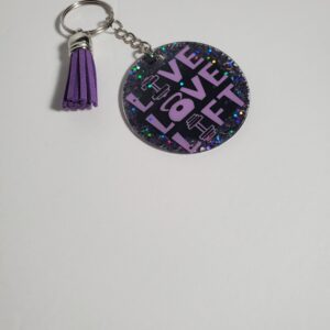 Purple and Black Glitter Keychain