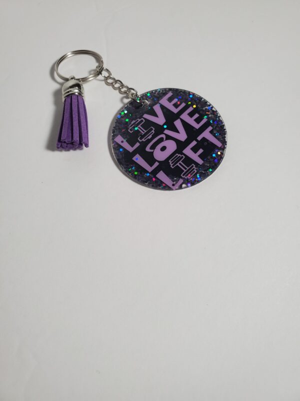 Purple and Black Glitter Keychain