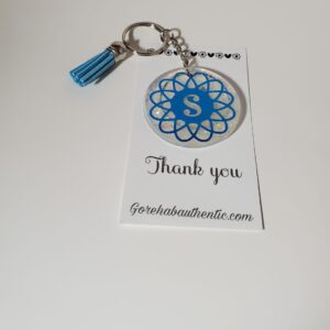 Letter S Acrylic Keychain with Blue Tassel