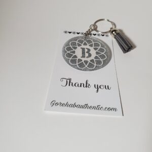 Letter B Keychain with Gray Tassel
