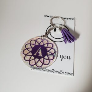 Purple Letter A Keychain with Tassel