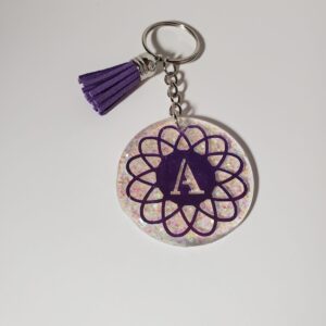 Purple Letter A Keychain with Tassel