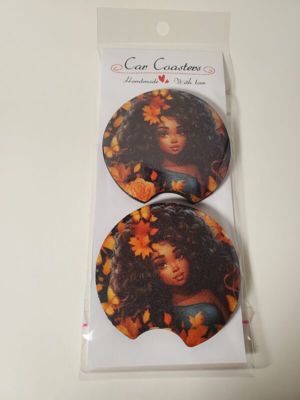 Autumn Black Girl Car Coasters