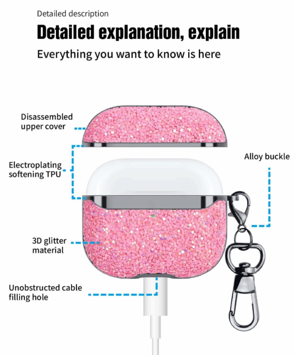 1pc Glitter Case Compatible with AirPods - Image 3