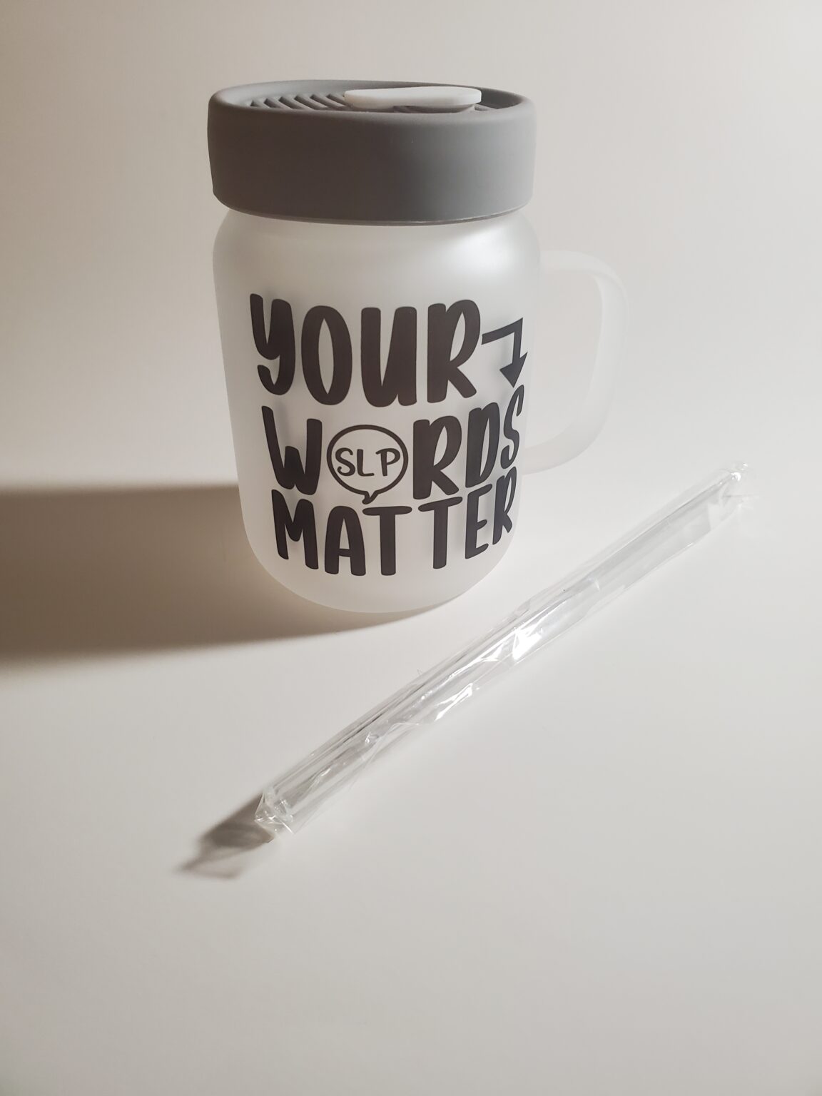 Personalized Frosted Mason Jar for SLP Melonie Dawkins