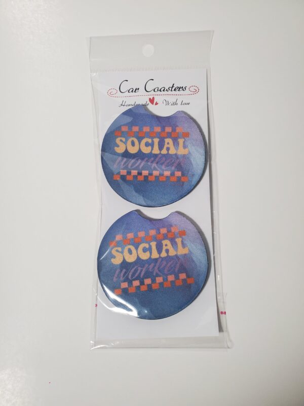 Custom Personalized Social Worker Car Coasters | Unique Gifts for Car Lovers